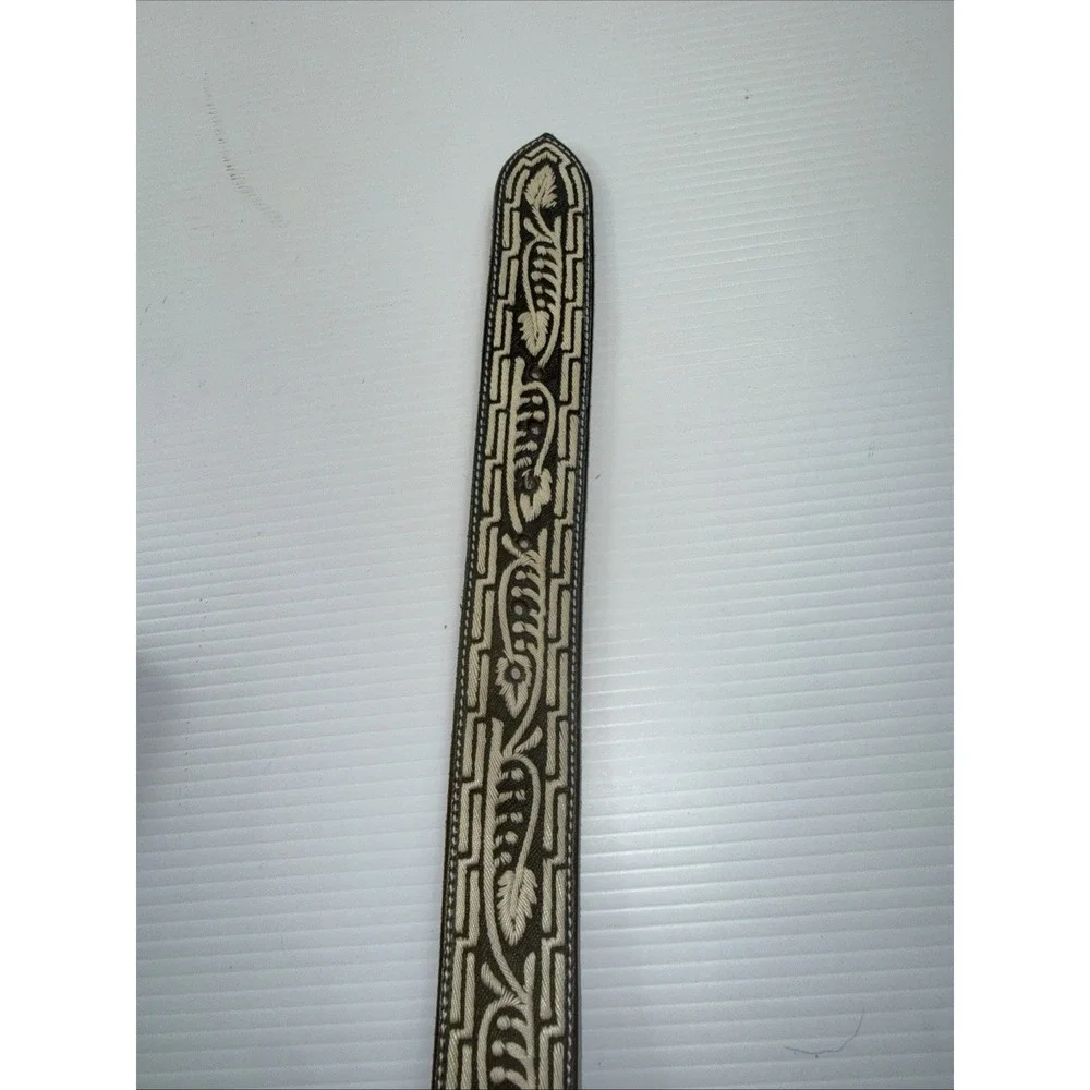 La Fabrica artisan leather western belt intricate embroidered Geometric 42